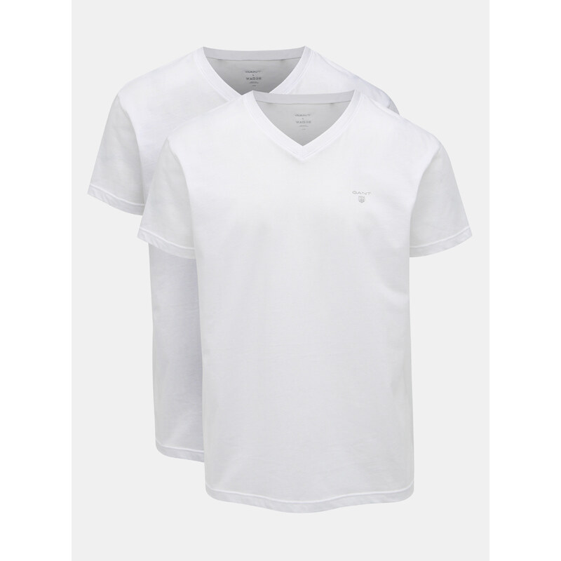 Sada dvou bílých basic triček s véčkovým výstřihem GANT