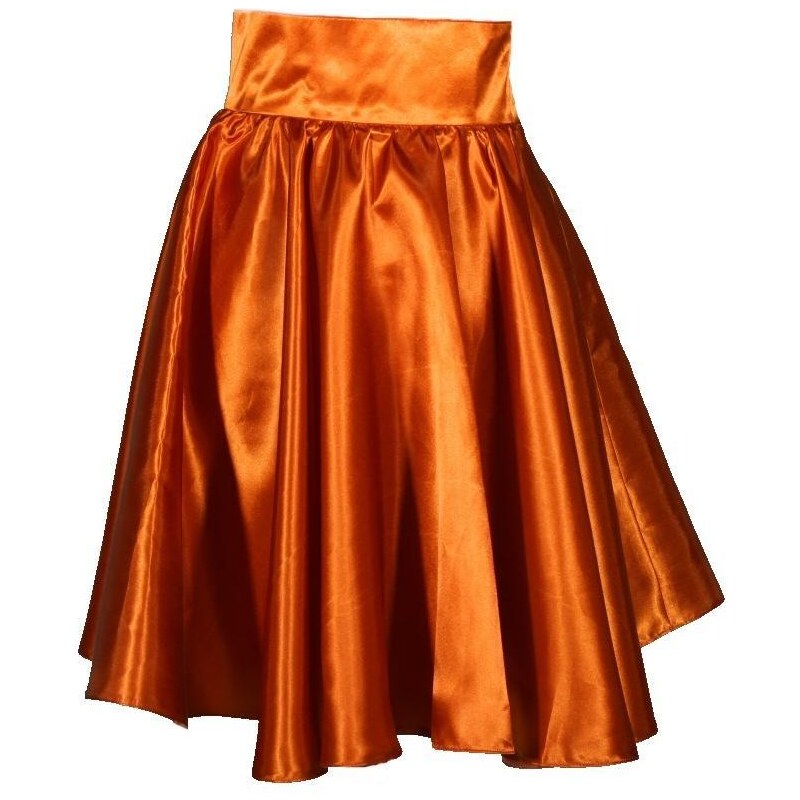 Měděná saténová sukně s pevným pasem Kimberly