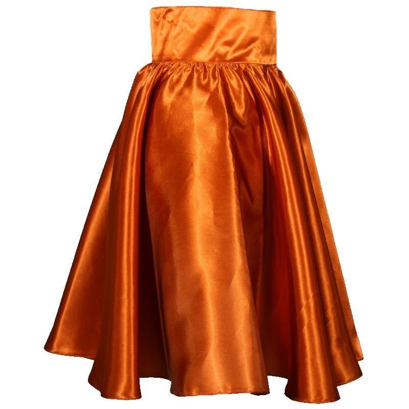 Měděná saténová sukně s pevným pasem Kimberly
