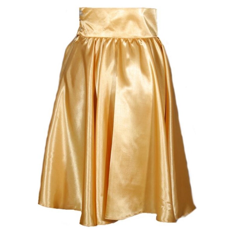 Zlatá saténová sukně s pevným pasem Kimberly