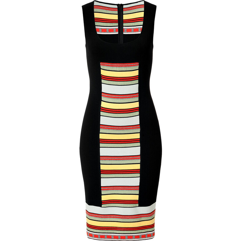 Fendi Black/Multicolored Striped Panel Knit Dress