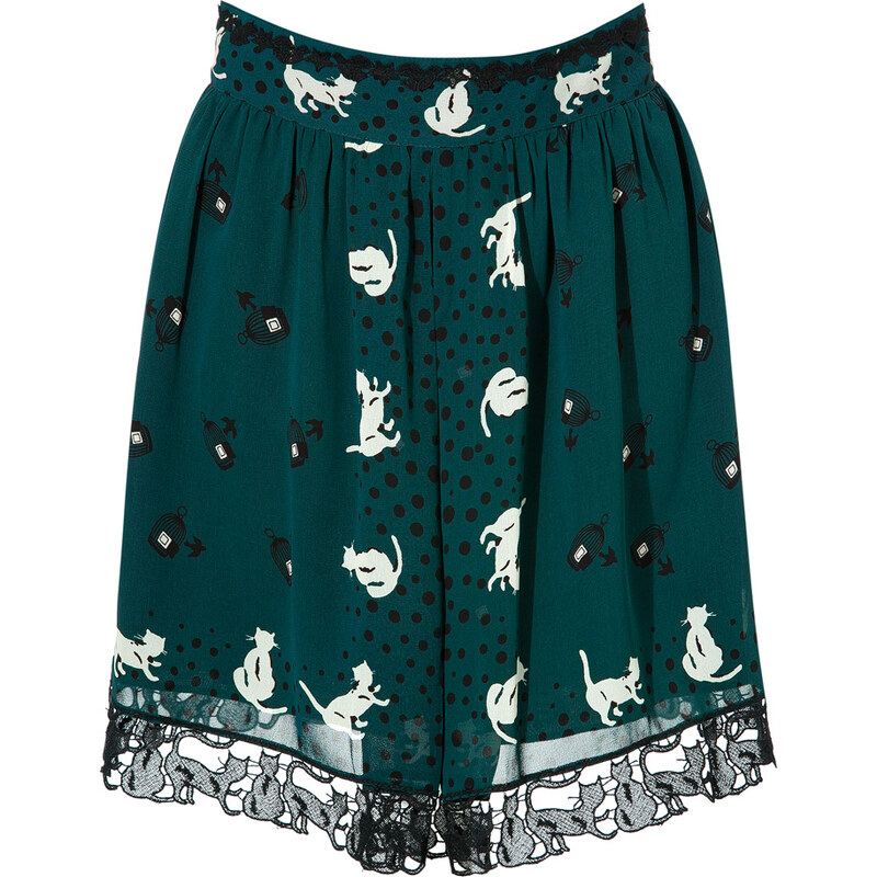 Anna Sui Cat Print Skirt