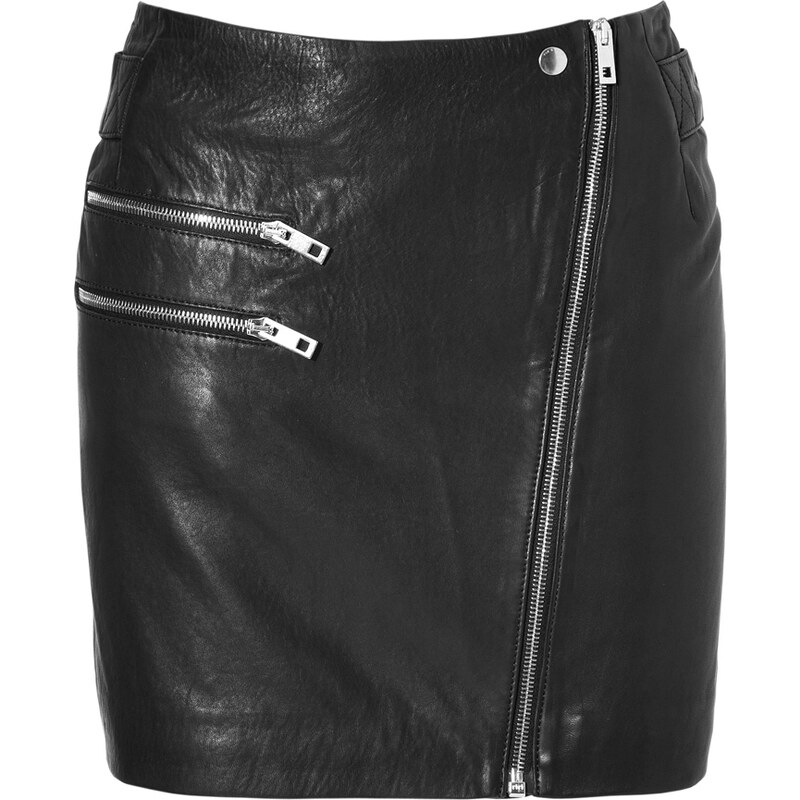 Rag & Bone Leather Hudson Skirt in Black