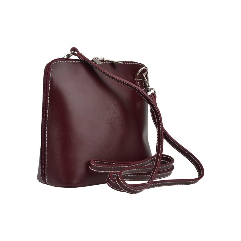 Fialová kožená italská crossbody kabelka Grana Bordo NovaKabelka