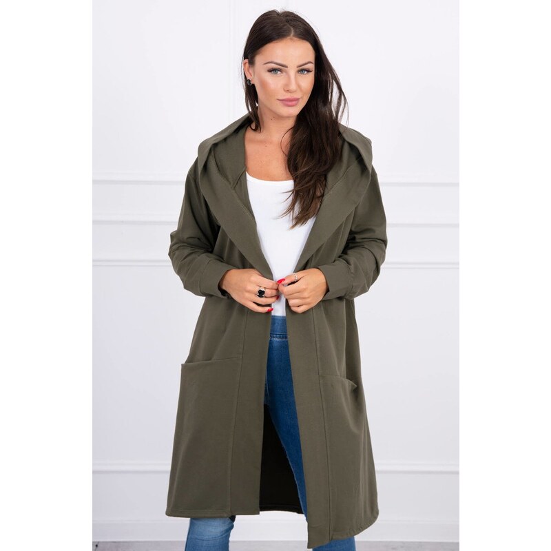 Fashionweek Luxusní maxi blezer sportovni mikina s kapuci K0044