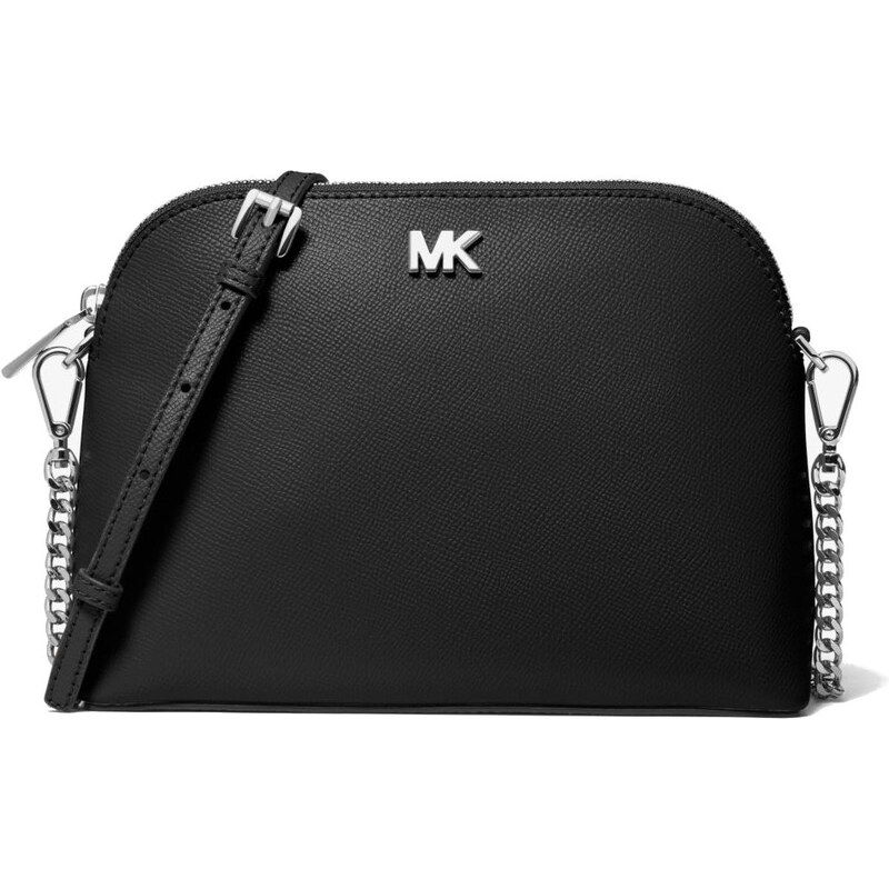 Large crossgrain leather shop dome crossbody bag
