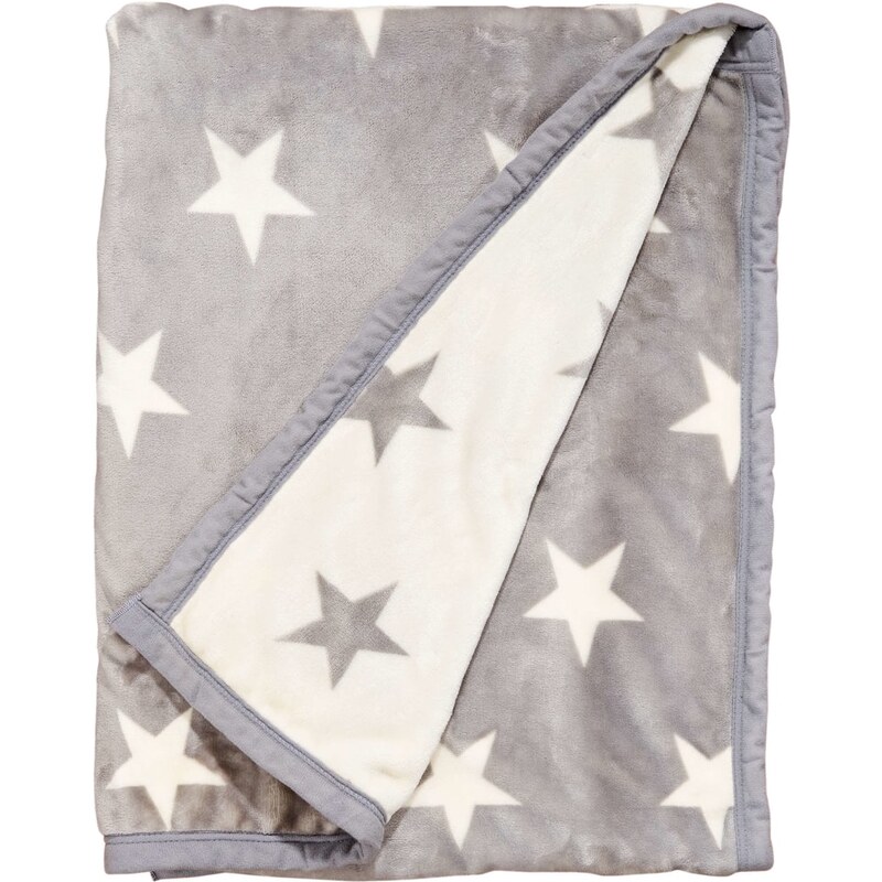 STARS Flanelová deka s hvězdami - šedá/bílá