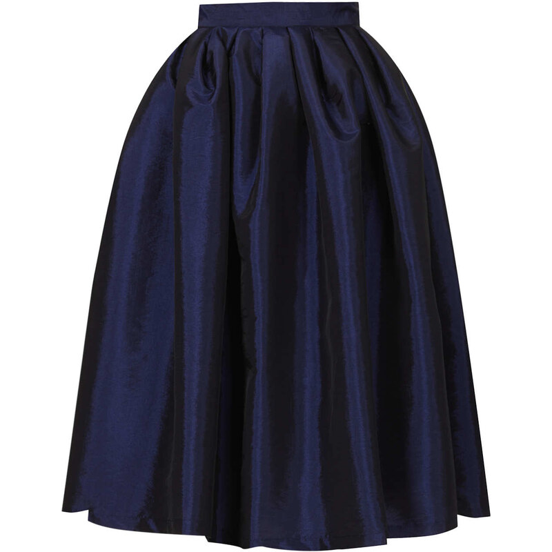Topshop Navy Blue Taffeta Skirt