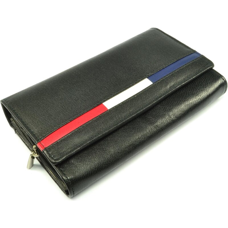 Loren Černá dámská kožená peněženka s pruhem