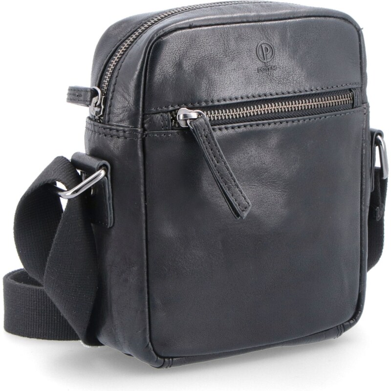 Kožená taška crossbody Poyem černá 2214 Poyem C
