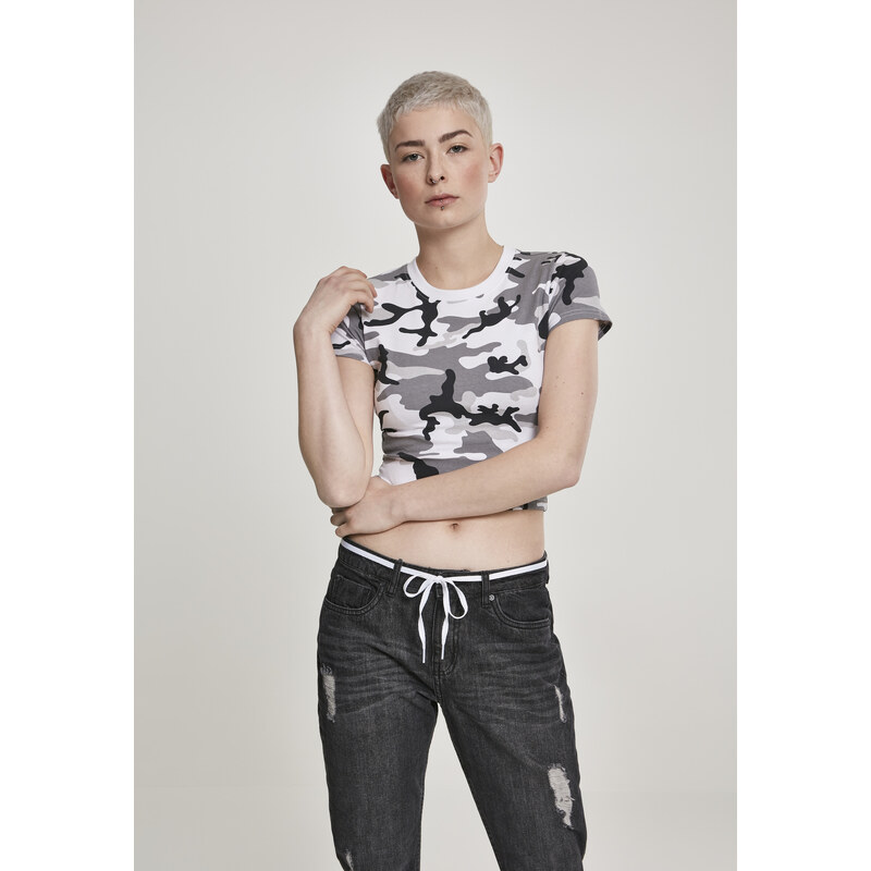 UC Ladies Dámský strečový dres Cropped Tee sněhová kamufláž