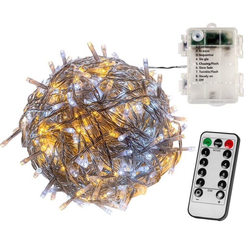 VOLTRONIC 67399 Vánoční řetěz 10 m,100 LED,teple/stud.bílý+ovladač