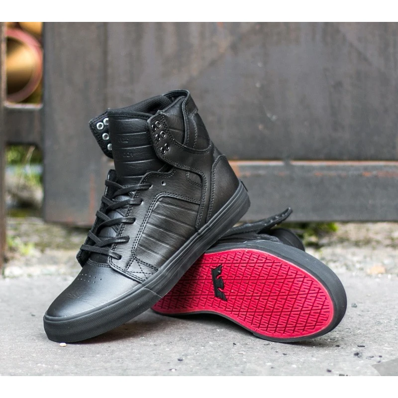 Supra skytop black black red sale