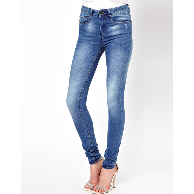 ASOS Ridley High Waist Ultra Skinny Jeans in Light Wash Blue - Blue