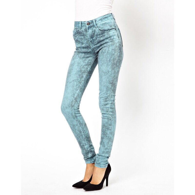 ASOS Ridley Supersoft High Waist Ultra Skinny Jeans In Aqua Marble Wash