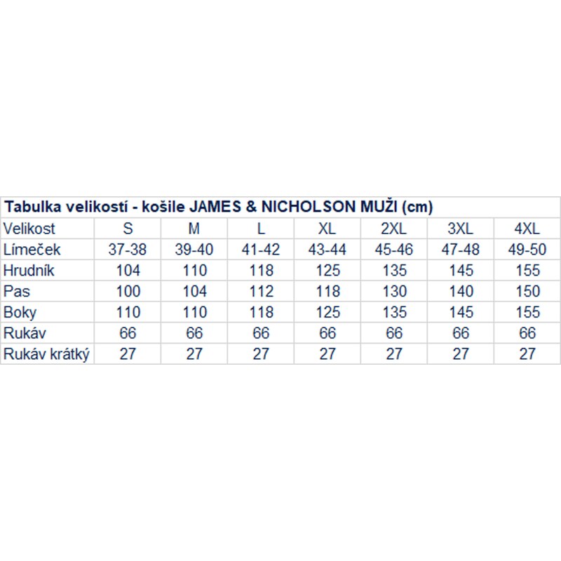 James & Nicholson Pánská business košile s kapsičkou Easy Care