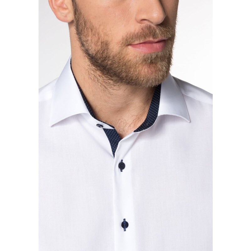 Pánská košile ETERNA Modern Fit Royal Oxford bílá s modrým kontrastem Non Iron
