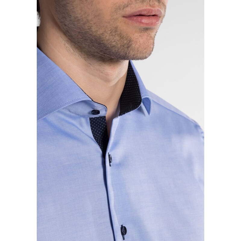 Pánská košile ETERNA Modern Fit modrá s navy kontrastem Non Iron
