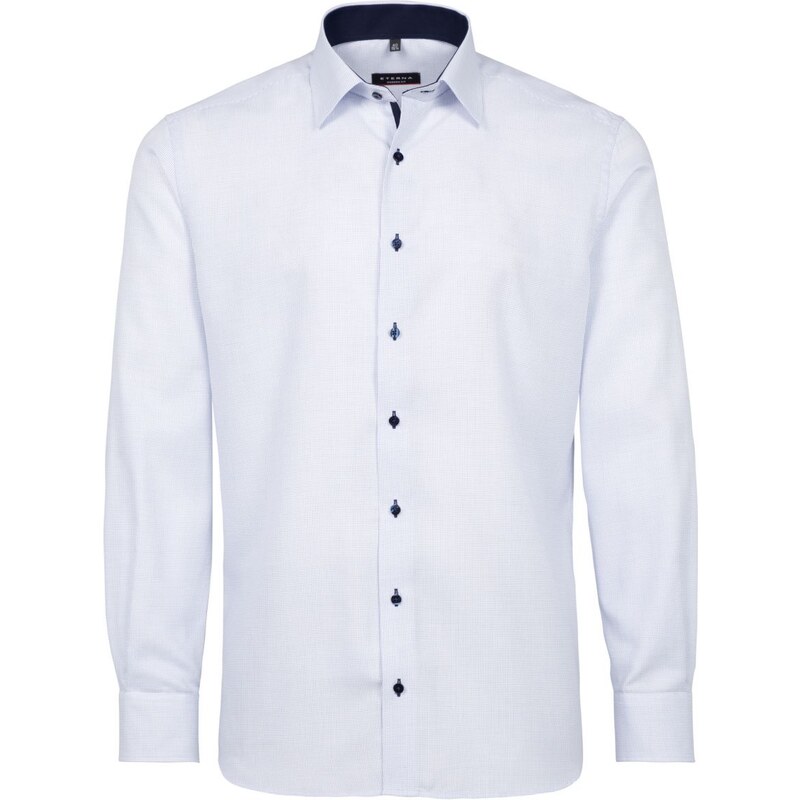 Pánská košile ETERNA Modern Fit světle modrá s navy kontrastem Non Iron