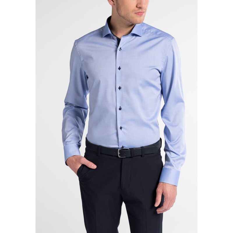 Pánská košile ETERNA Slim Fit Royal Oxford modrá s navy kontrastem Non Iron