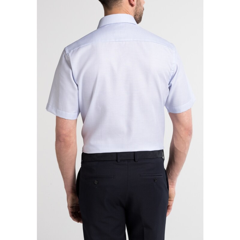 Pánská košile ETERNA Modern Fit světle modrá s navy kontrastem Non Iron krátký rukáv