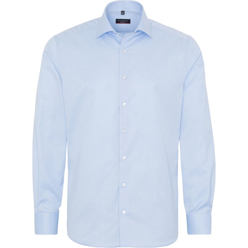 ETERNA Modern Fit modrá neprůsvitná košile dlouhý rukáv Rypsový kepr