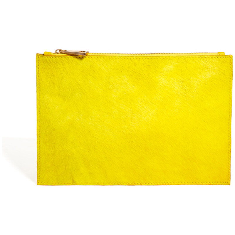 ASOS Leather Clutch Bag In Pony