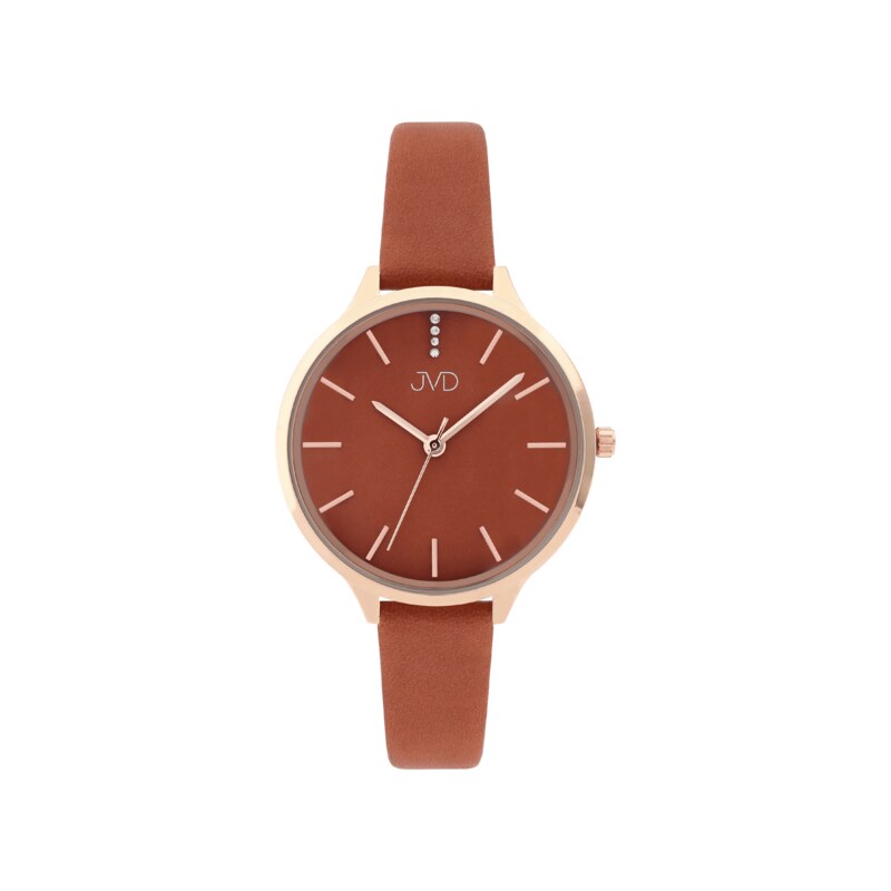 Dámské módní designové hodinky JVD JZ201.7 s řemínkem z pravé