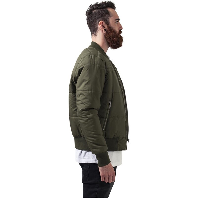 UC Men Basic Quilt Bomber Jacket olivová