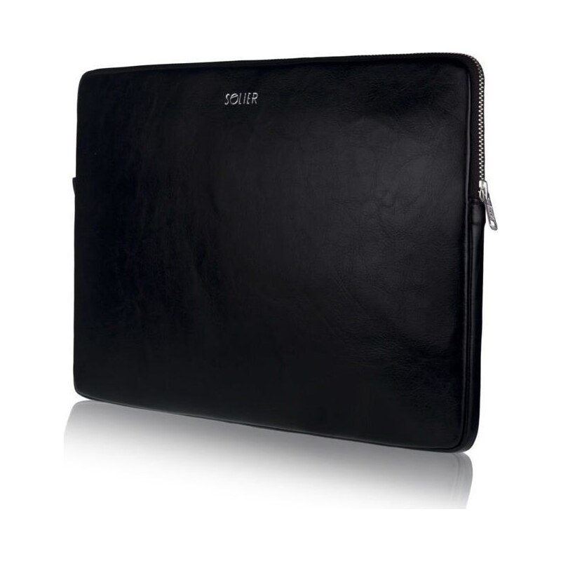 SOLIER KOŽENÉ ČERNÉ POUZDRO PRO NOTEBOOK 15" Černá