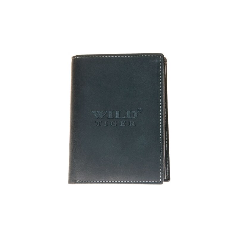 Kožená peněženka Wild Tiger tmavě šedá téměř černá Zbroja