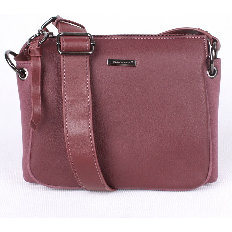 Tříoddílová tmavěčervená (vínová) crossbody kabelka David Jones CM5322