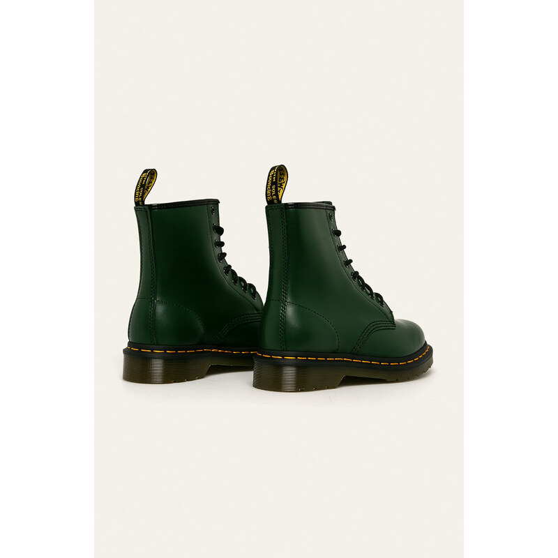 Kožené workery Dr. Martens 1460 dámské, zelená barva, na plochém podpatku, 11822207