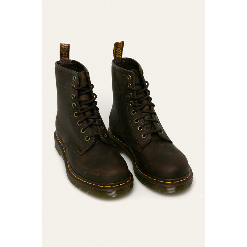 Kožené workery Dr. Martens 1460 dámské, hnědá barva, na plochém podpatku, 11822203