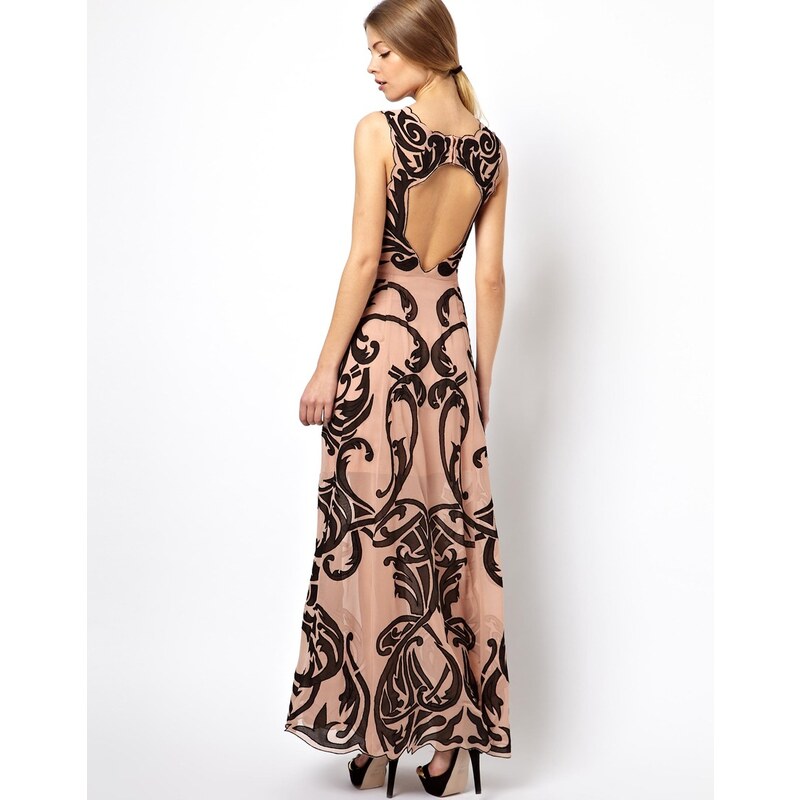 ASOS BLACK Embroidered Maxi With Open Back