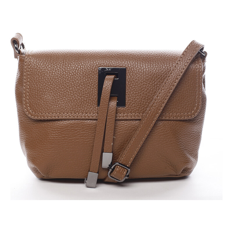 Dámská kožená crossbody kabelka světle hnědá - ItalY Porta hnědá