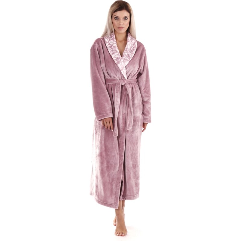 Flora Mauve Mist - Dámský Župan s Límcem - Model 25 56 4353 - L