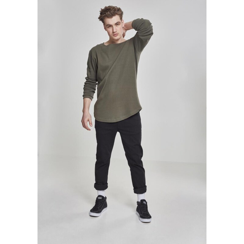 Urban Classics Long Shaped Waffle L/S Tee olive