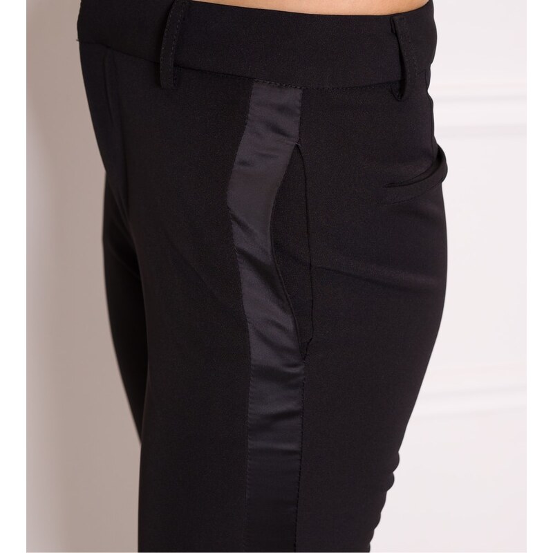 Due Linee Dámské společenské kalhoty s lampasy - černá