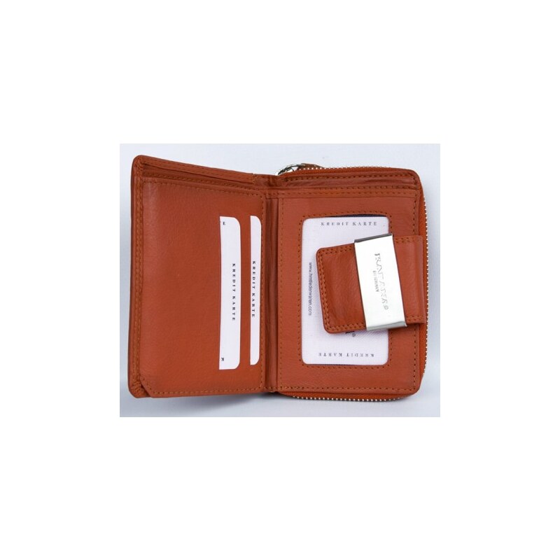 Oranžová kvalitní kožená peněženka FLW
