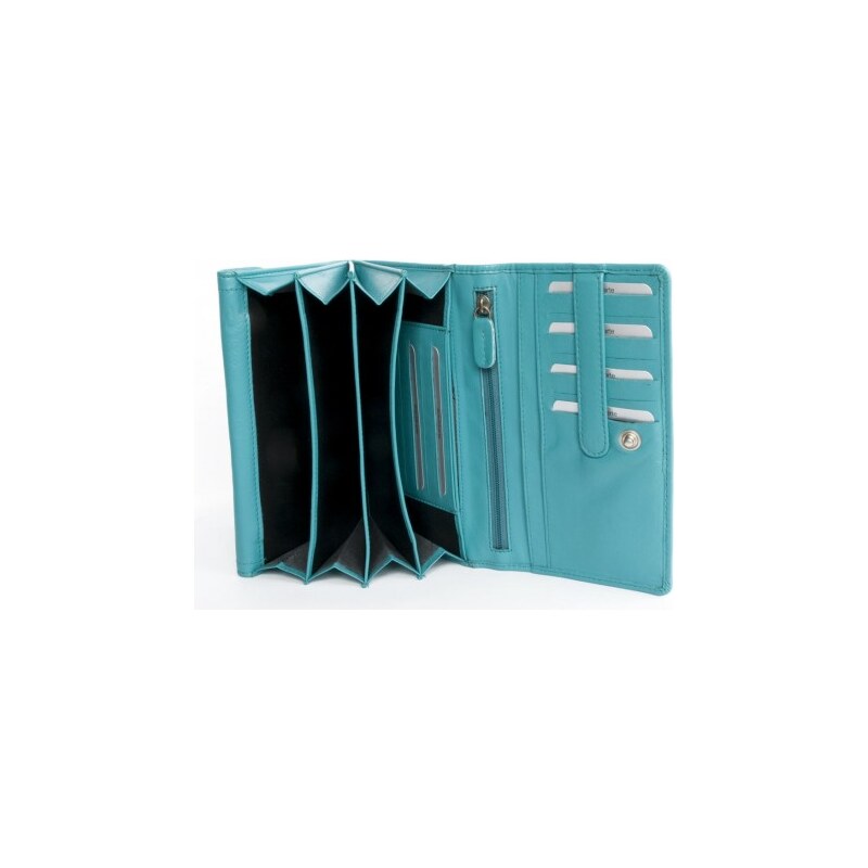 Tyrkysová velmi příjemná kvalitní kožená peněženka HMT FLW