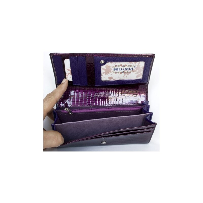 Fialová kožená fóliovaná odolná peněženka Bellugio Zbroja