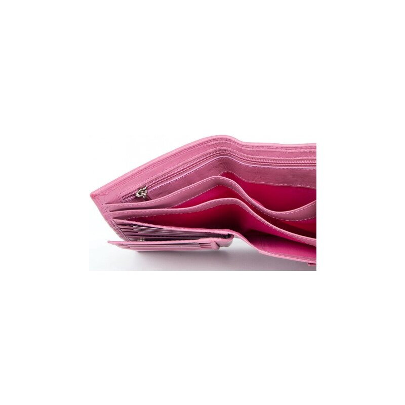 Růžová kožená peněženka Corsi z měkké kůže FLW