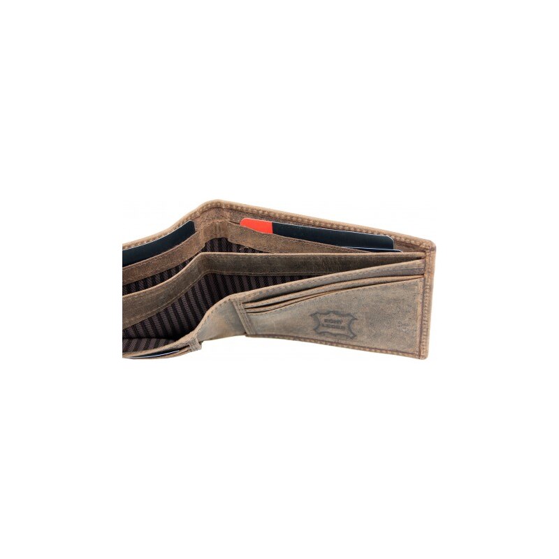 Kožená peněženka z pevné kůže bez nápisů či značek FLW
