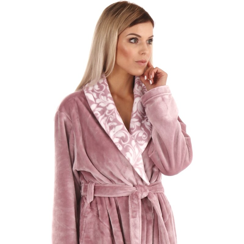 Flora Mauve Mist - Dámský Župan s Límcem - Model 25 56 4353 - L