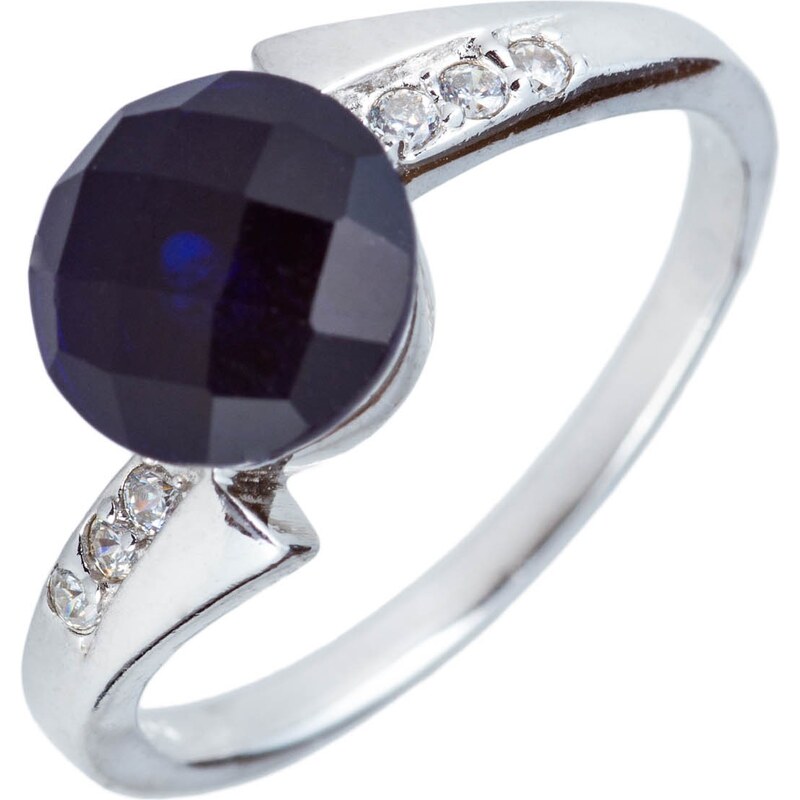 Meucci Stříbrný prsten s tmavým safírem a zirkony
