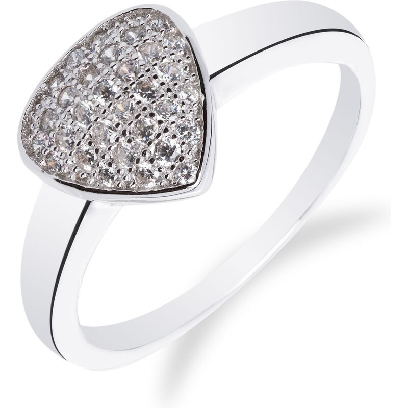 Meucci Rhodiovaný prsten ze stříbra s ploškou se zirkony