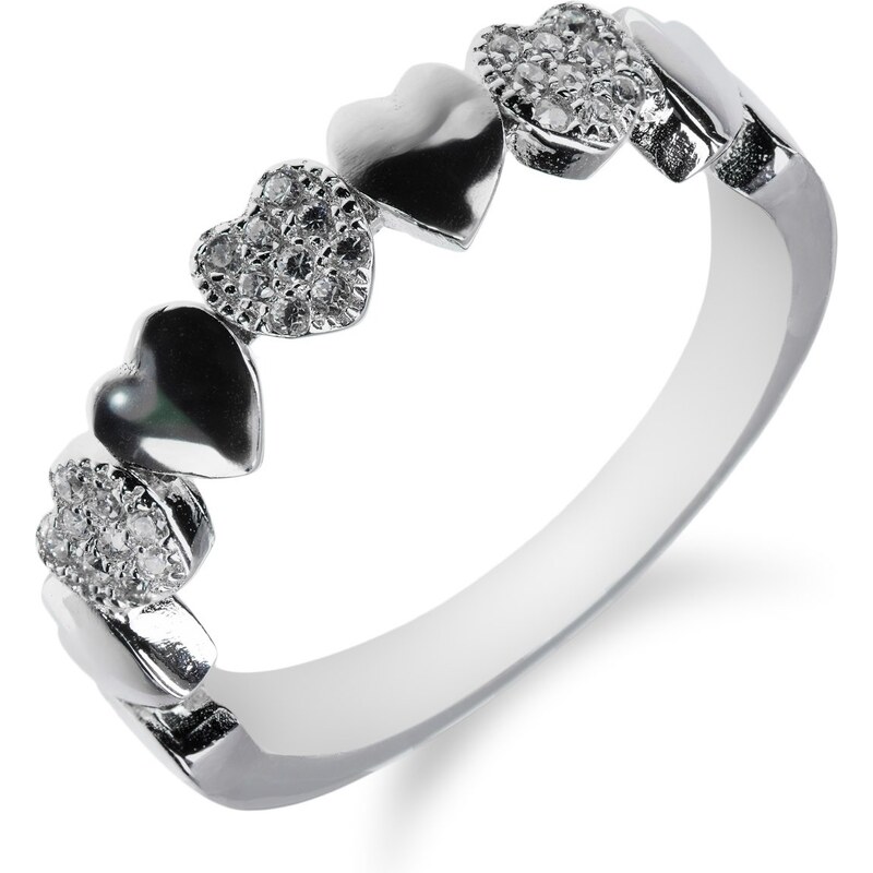 Meucci Stříbrný prsten s pohyblivými srdíčky a zirkony