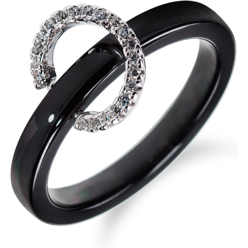 Meucci Keramický prsten se stříbrným kroužkem a zirkony