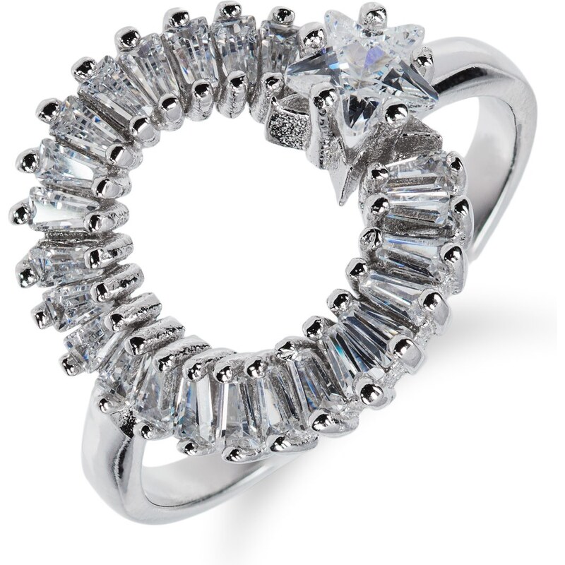 Meucci Stříbrný prsten s kruhem a hvězdičkou ze zirkonů
